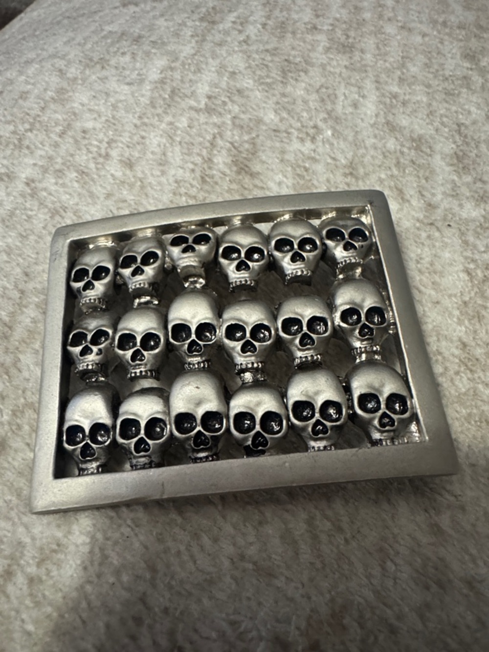 Silver Skull Belt Buckle - Row of Skulls